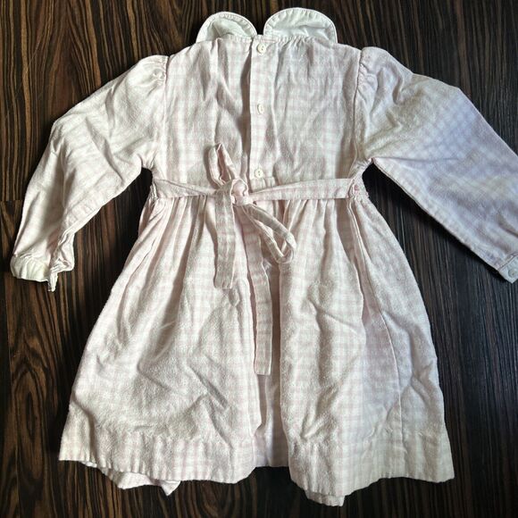Vintage SOPHIE DESS Girls Smocked Dress Sz 2T Tie Back Pink Pattern Long Sleeve - Picture 5 of 6